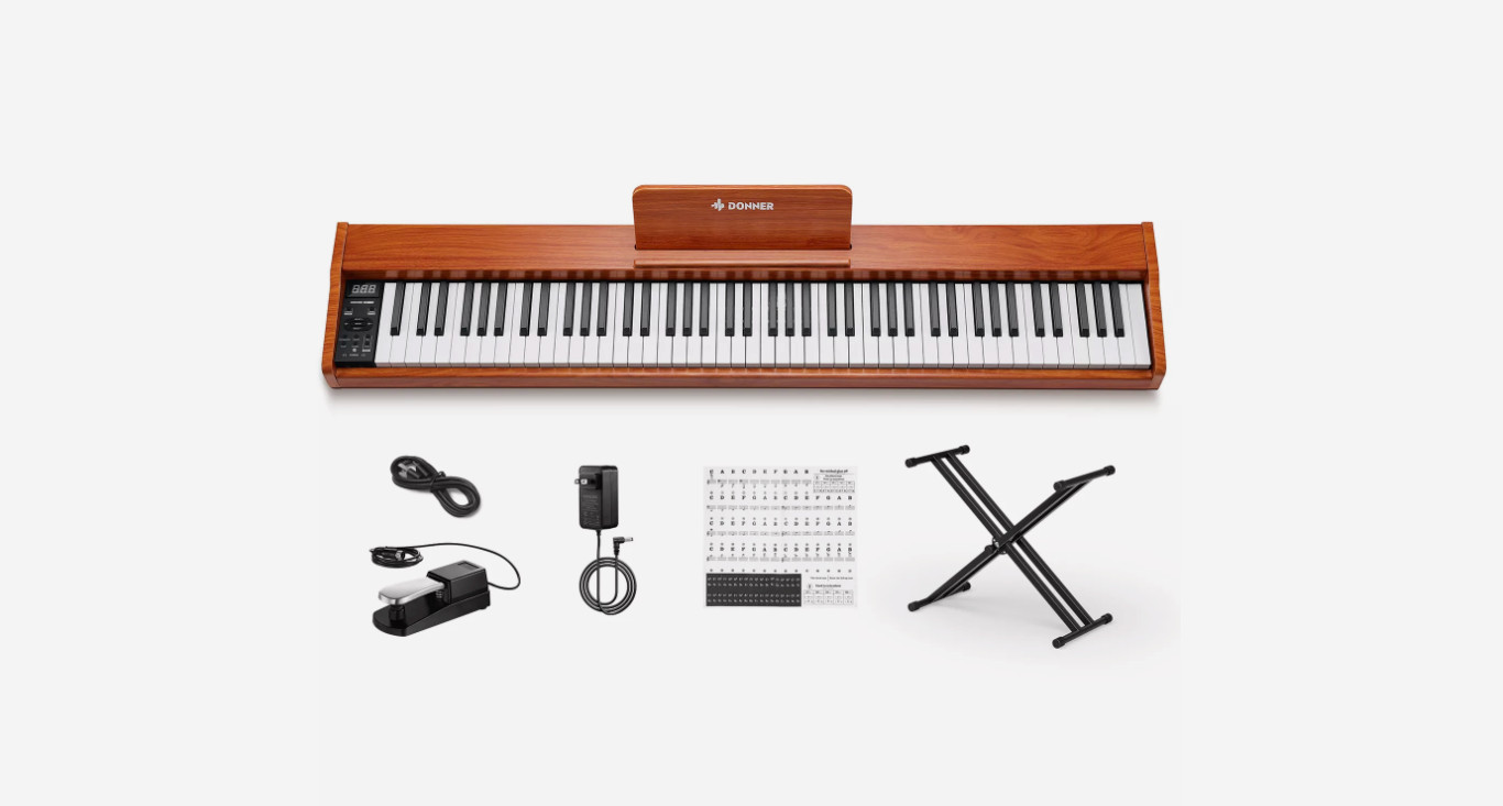 Donner DEP-1S Digital Piano 88 Key Semi-Weighted 128 Tones 100 Rhythms & Stand