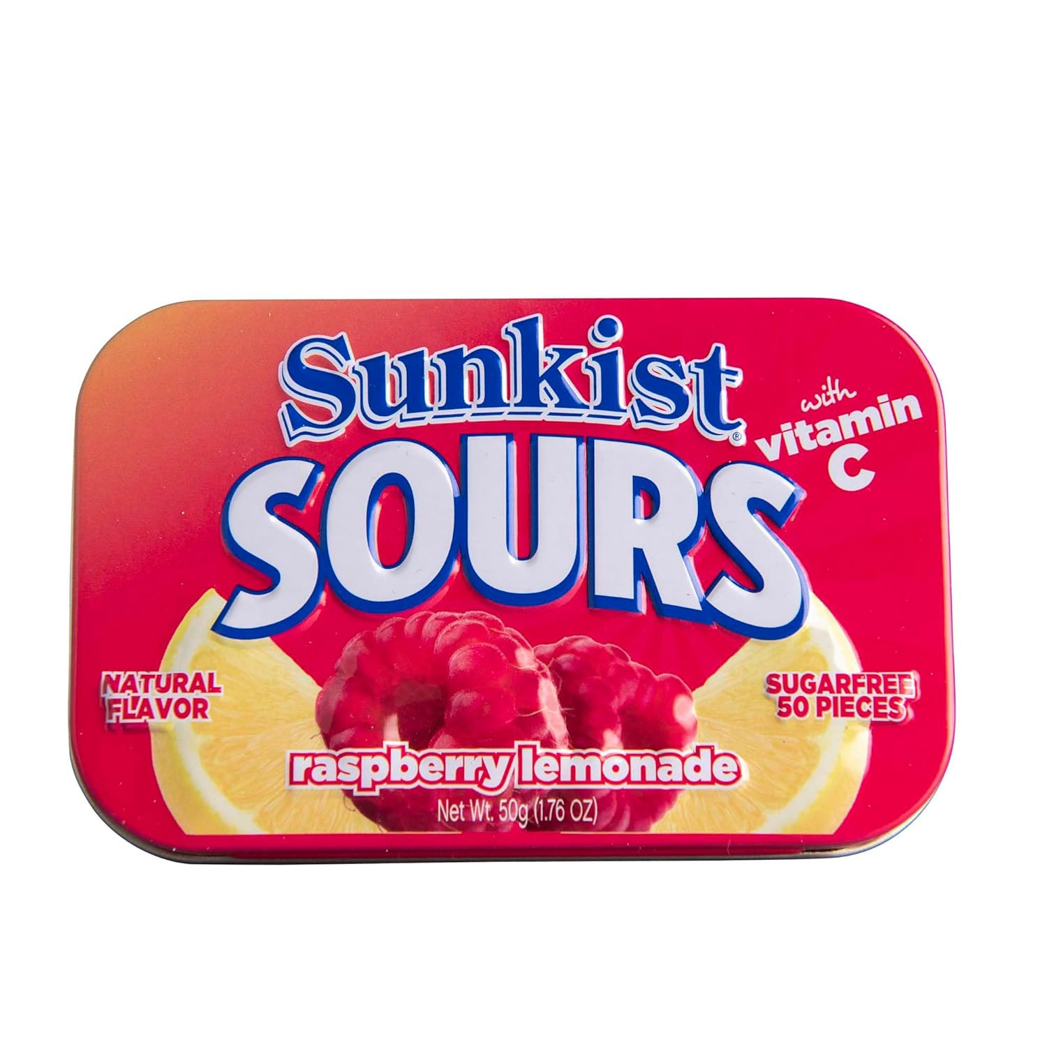 Sunkist Sours Raspberry Lemonade Vitamin C Sugar Free Sour Candy 6 Count