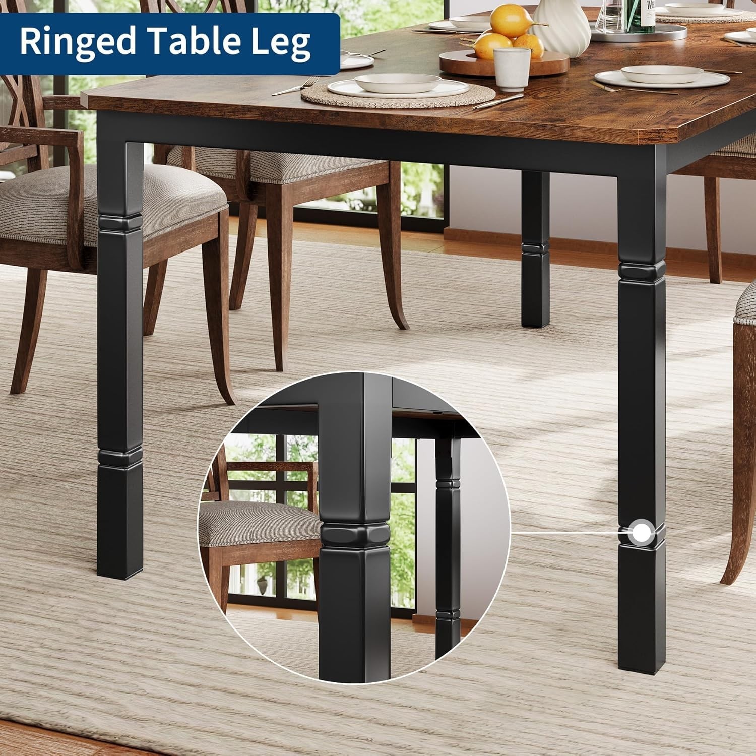 71" Dining Table for 6-8 People, Modern Rectangular Kitchen Table with Sturdy...