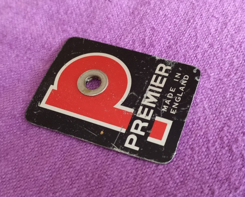 Vintage Premier red P drum badge pre-serial number UK MADE 60/70s gc as shown