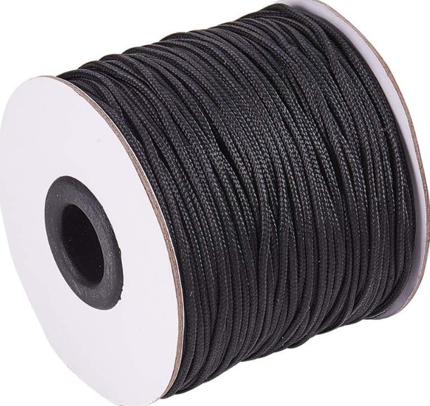 1.5mm 100 Yard Black Nylon Cord Wind Chime Cord Replacement Braided Blind String