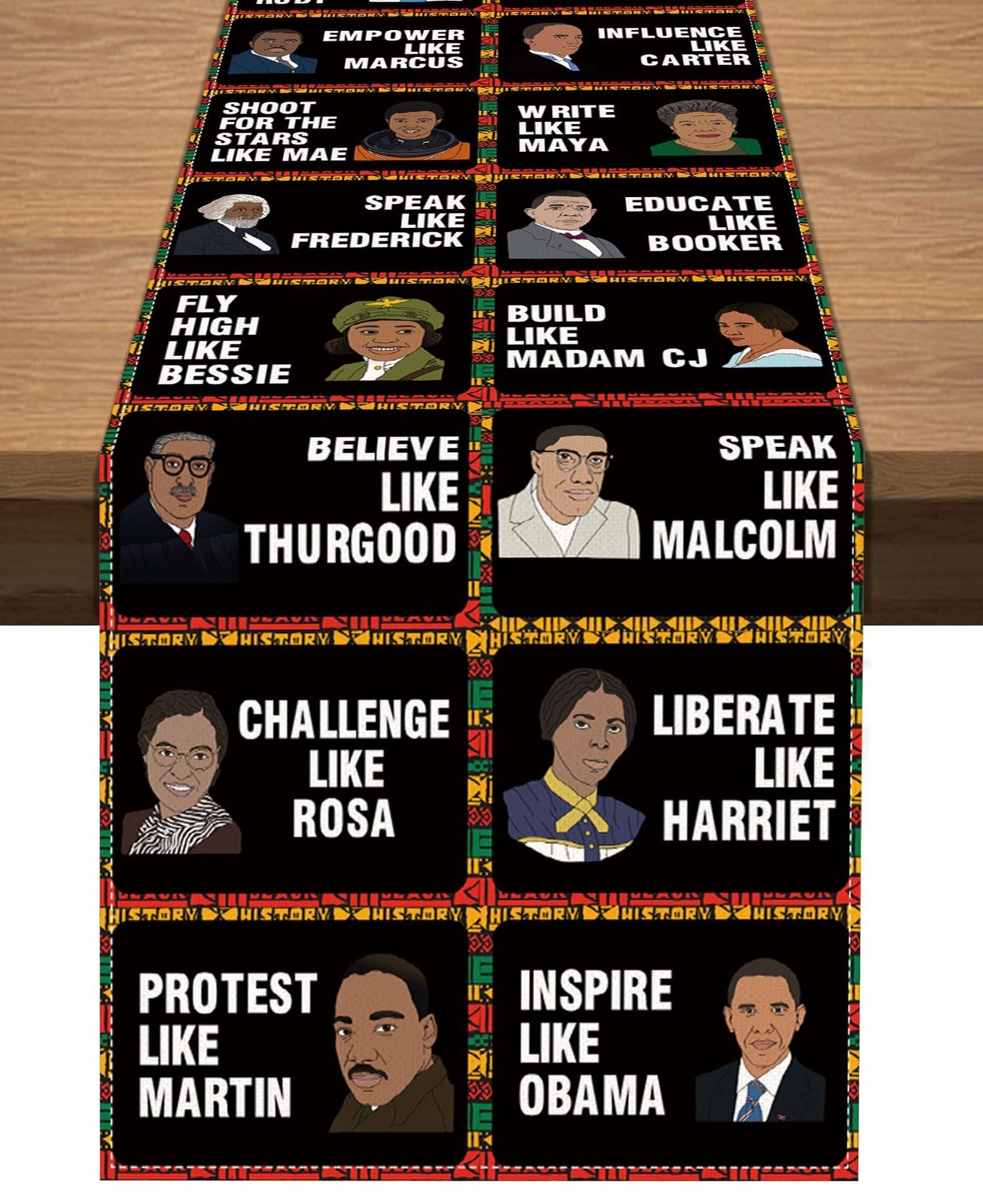 Vohado Black History Month Table Runner Juneteenth Afro African American Heri...