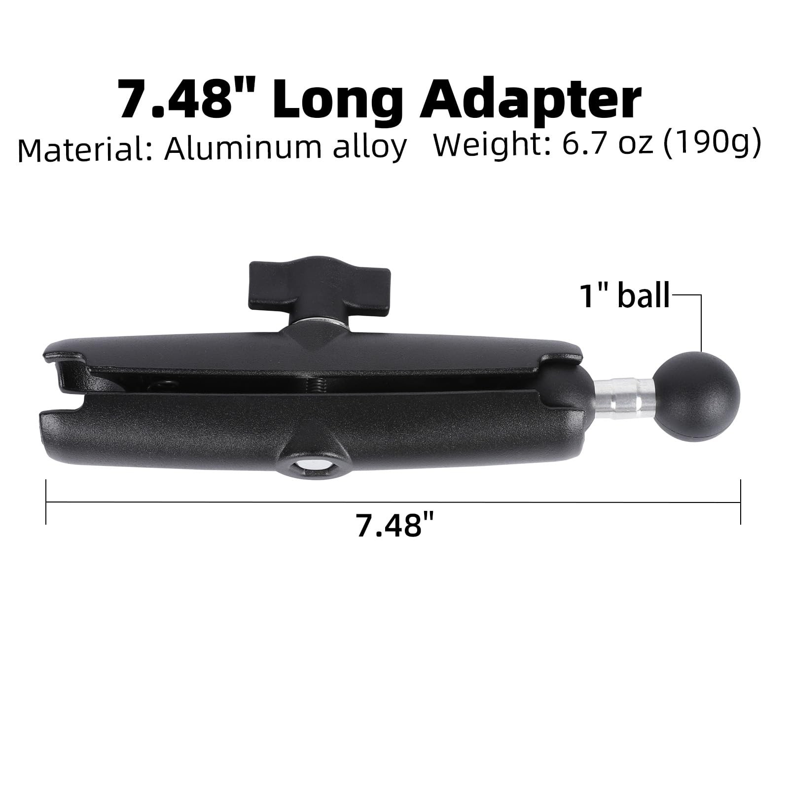 FPN Double Socket Arm with 1" Ball Adapter Compatible RAM B Black