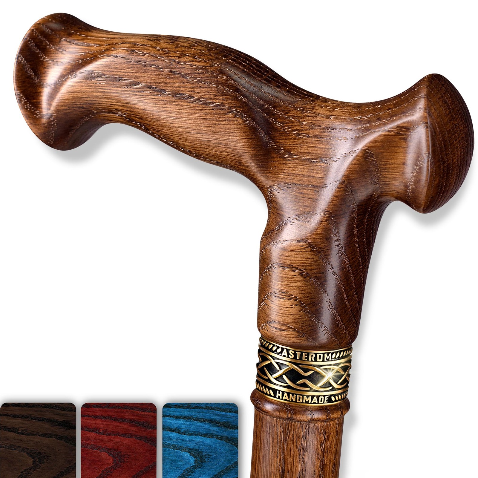 Handmade Ergonomic Wooden Walking Cane for Men & Women - 36" Caramel Stick