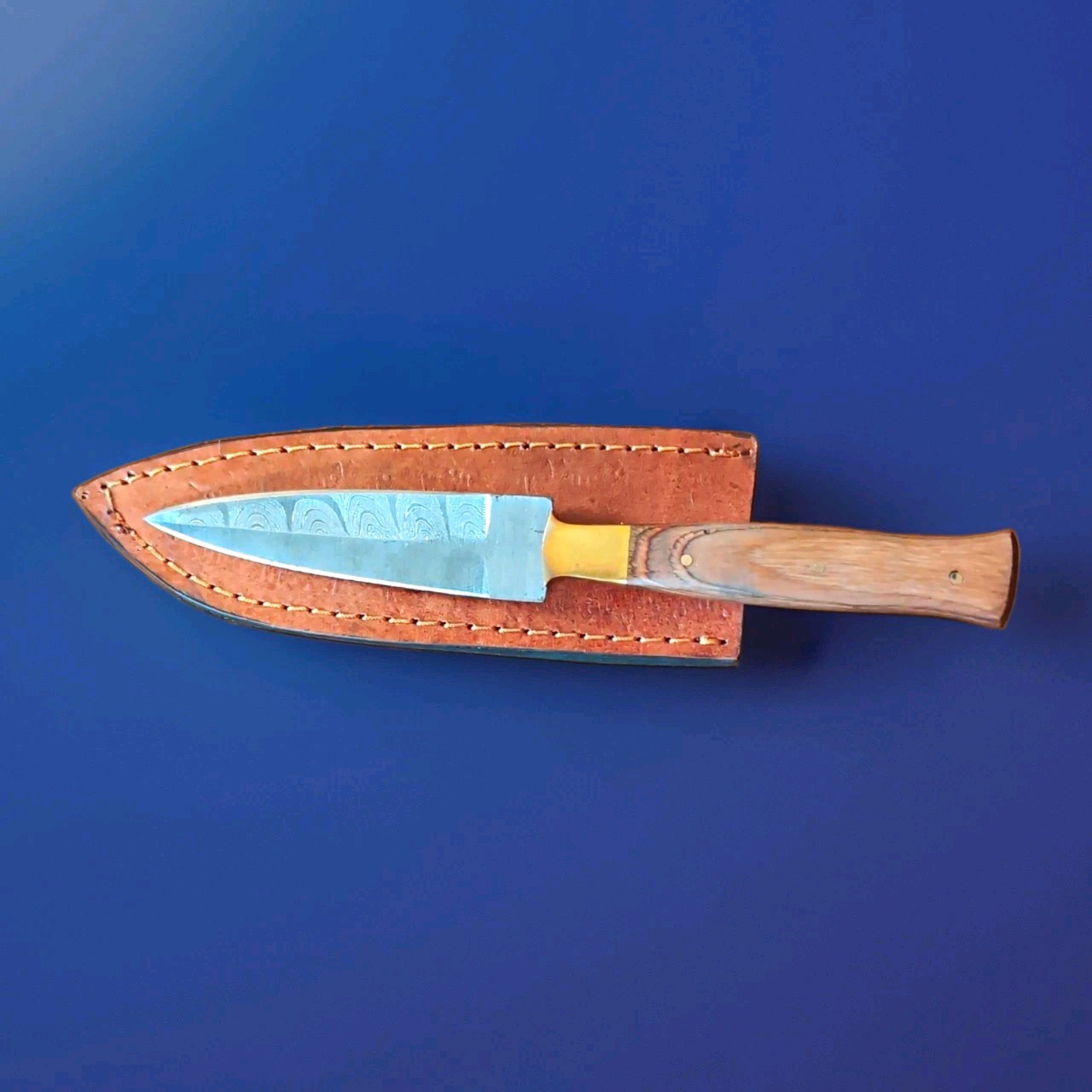 Handmade Damascus Steel Hunting Fixed Blade Knife Full Tang Drop Point  w/Sheath