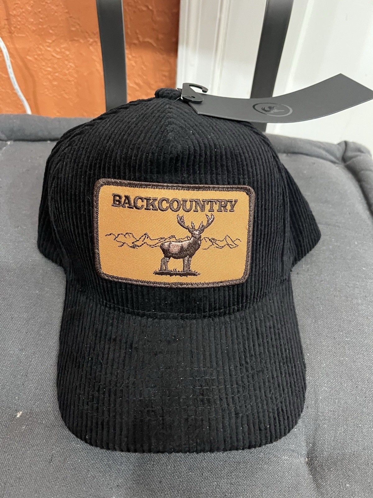 BACKCOUNTRY Goat Logo Hat Cap Snapback Black Corduroy Buck Hunting Outdoors New!