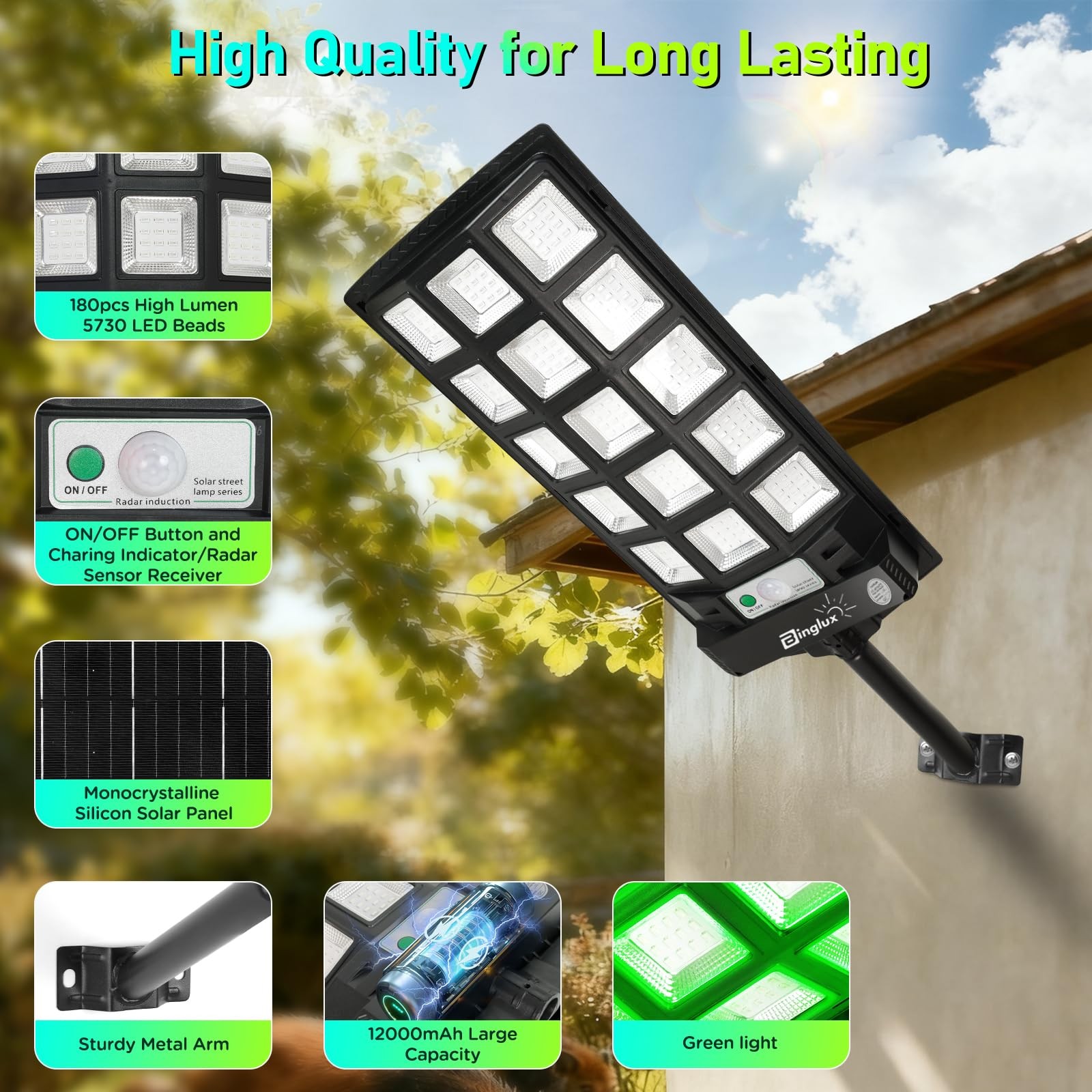 BINGLUX Hog Lights for Night Hunting - 20000LM Solar Green Light for Hunting Hog