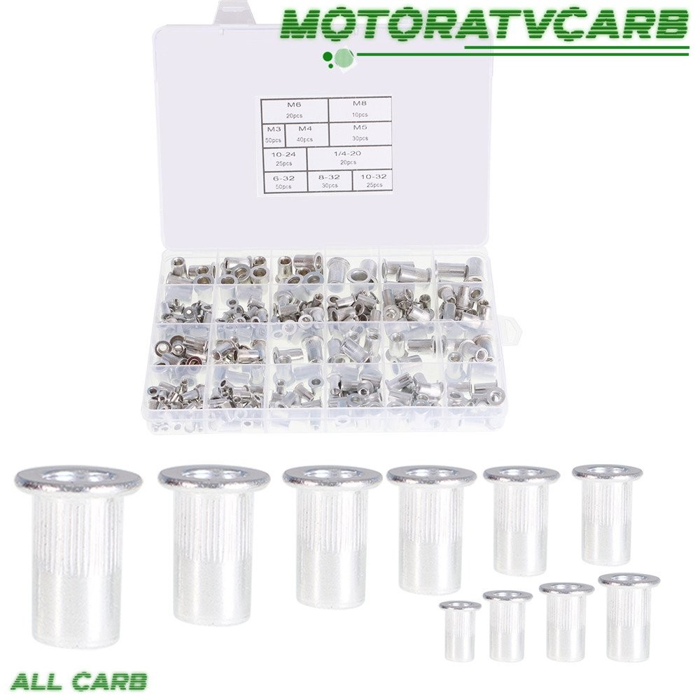 ALL-CARB 300pcs Aluminum Rivnut Nutsert Kit 150pcs Metric + 150pcs SAE