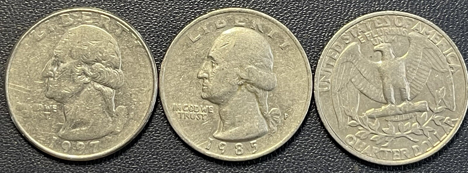 1997 1985 1984 Washington Quarters Struck Through Grease Mint Error