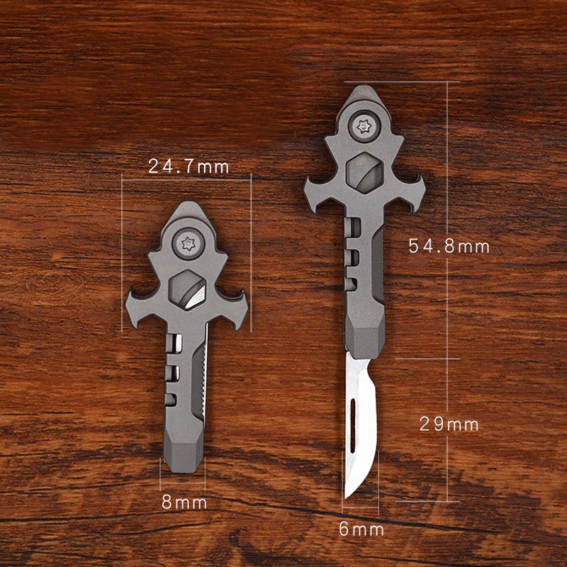 Mini EDC Titanium Folding Knife Pocket Outdoor Multi Tools Pendant Keychain A+++