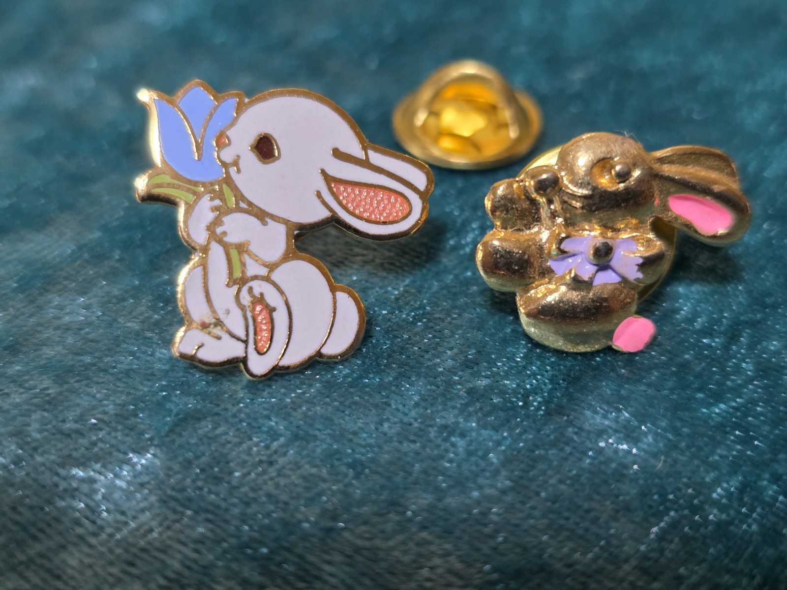 2 Bunny Rabbits Tac Pins (1 Is Hallmark 1983)  #977