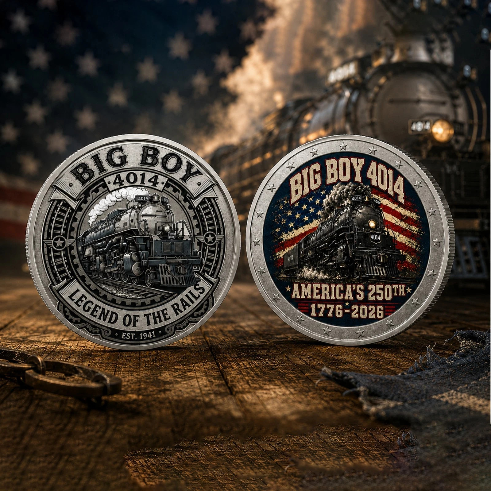 Big Boy 4014 Train USA 250th Anniversary Challenge Coin