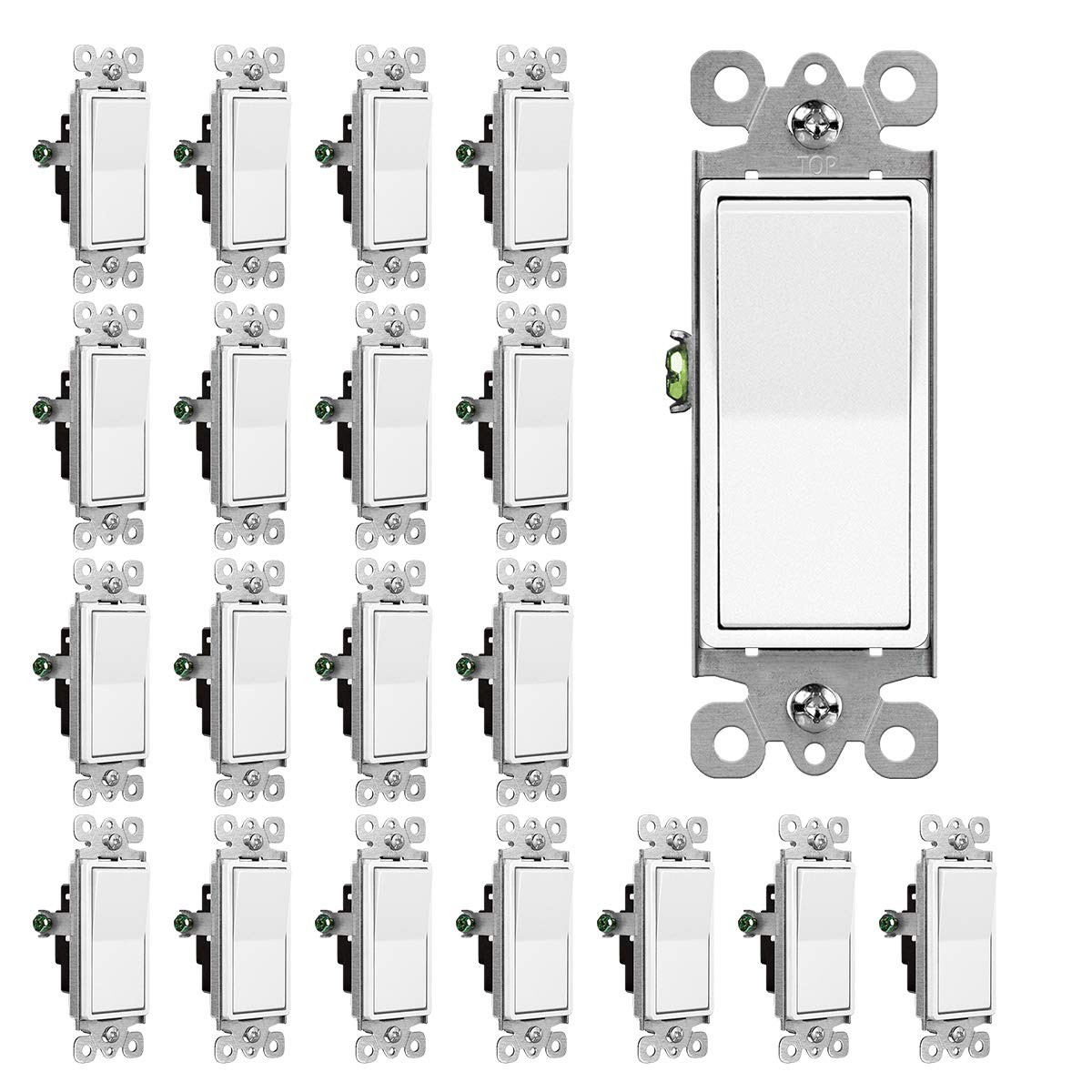 CML Single Pole Decorator Light Switch, 20 Pack Pole, Gloss White