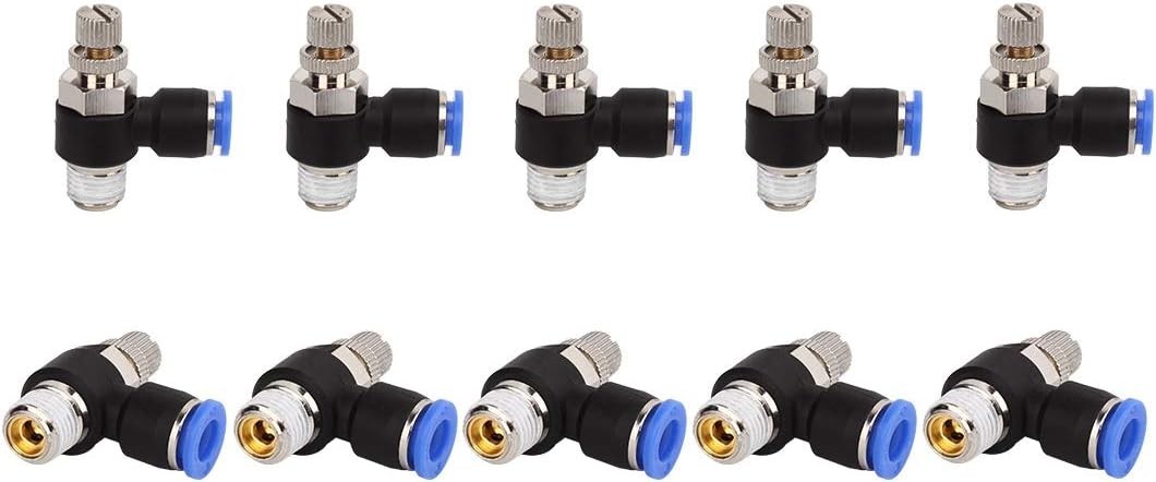 JSC1/4-N01 1/4"Tube OD x 1/8 NPT 90 Degree Elbow Air Flow Control Valve 10 PCS