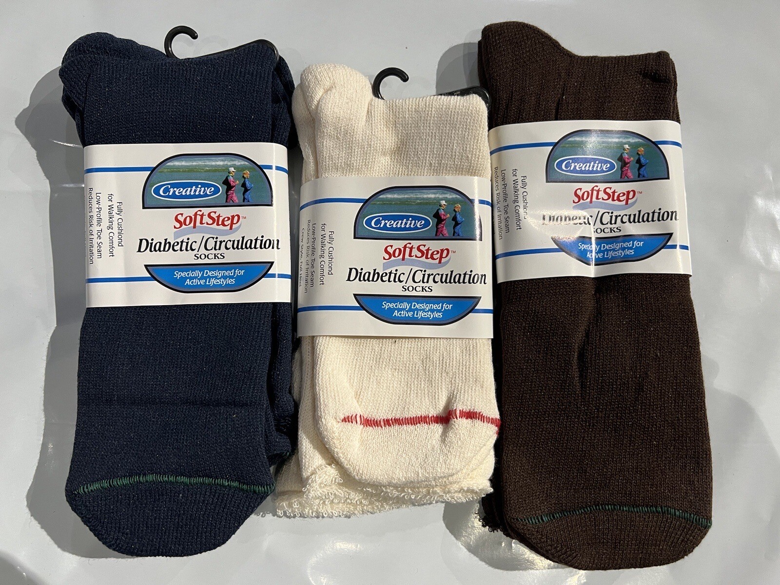 3 PAIRS Creative SoftStep Diabetic Circulation Socks 3 Pairs - SIZES & COLORS