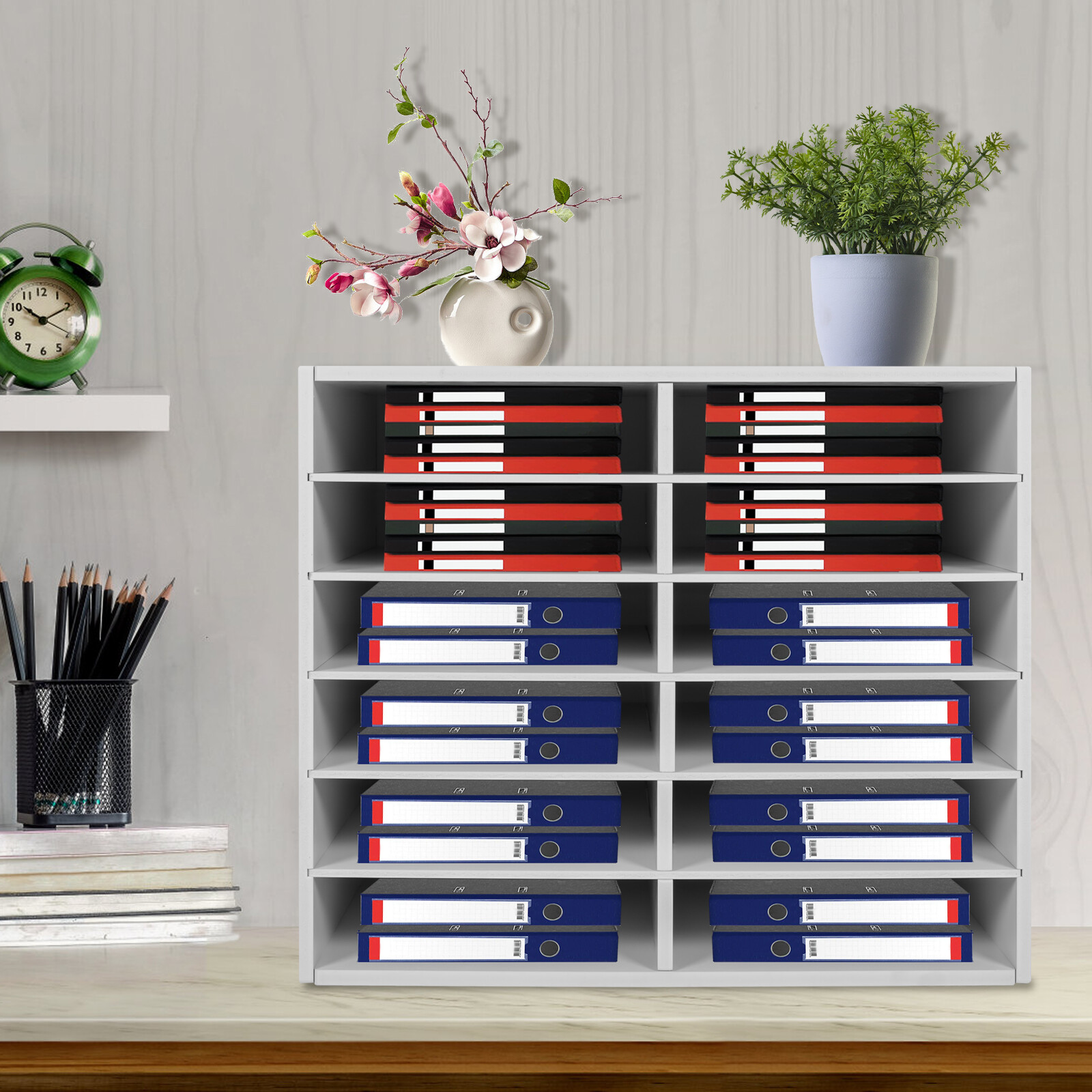 12-Compartment Literature Organizer �C Durable File Sorter with Modern Design