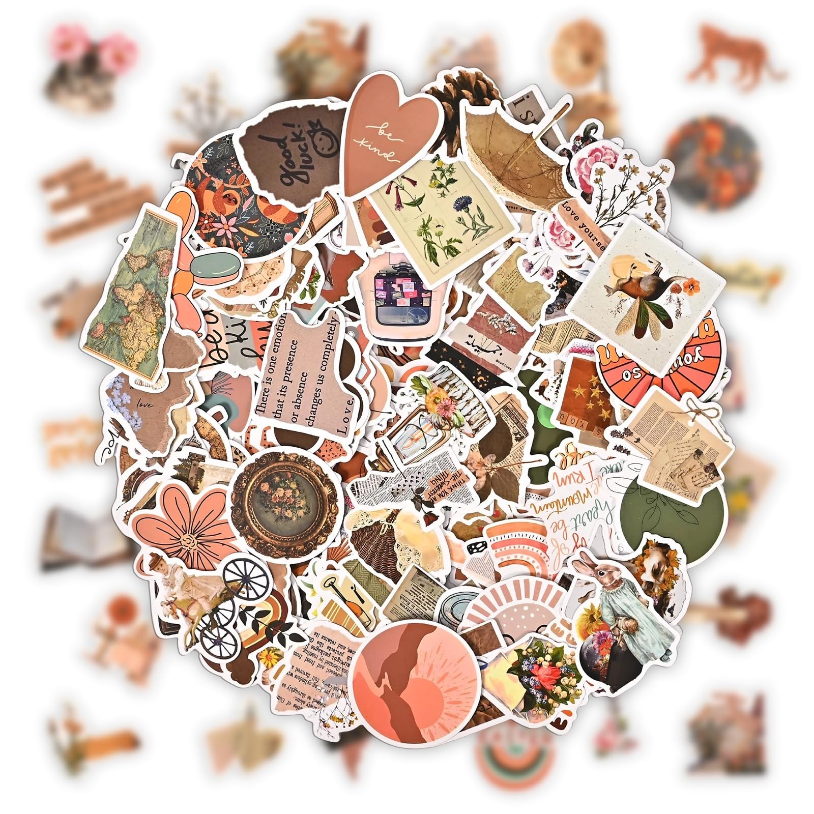 150pcs Vintage Scrapbook Stickers,Waterproof Sticker Pack, DIY Craft