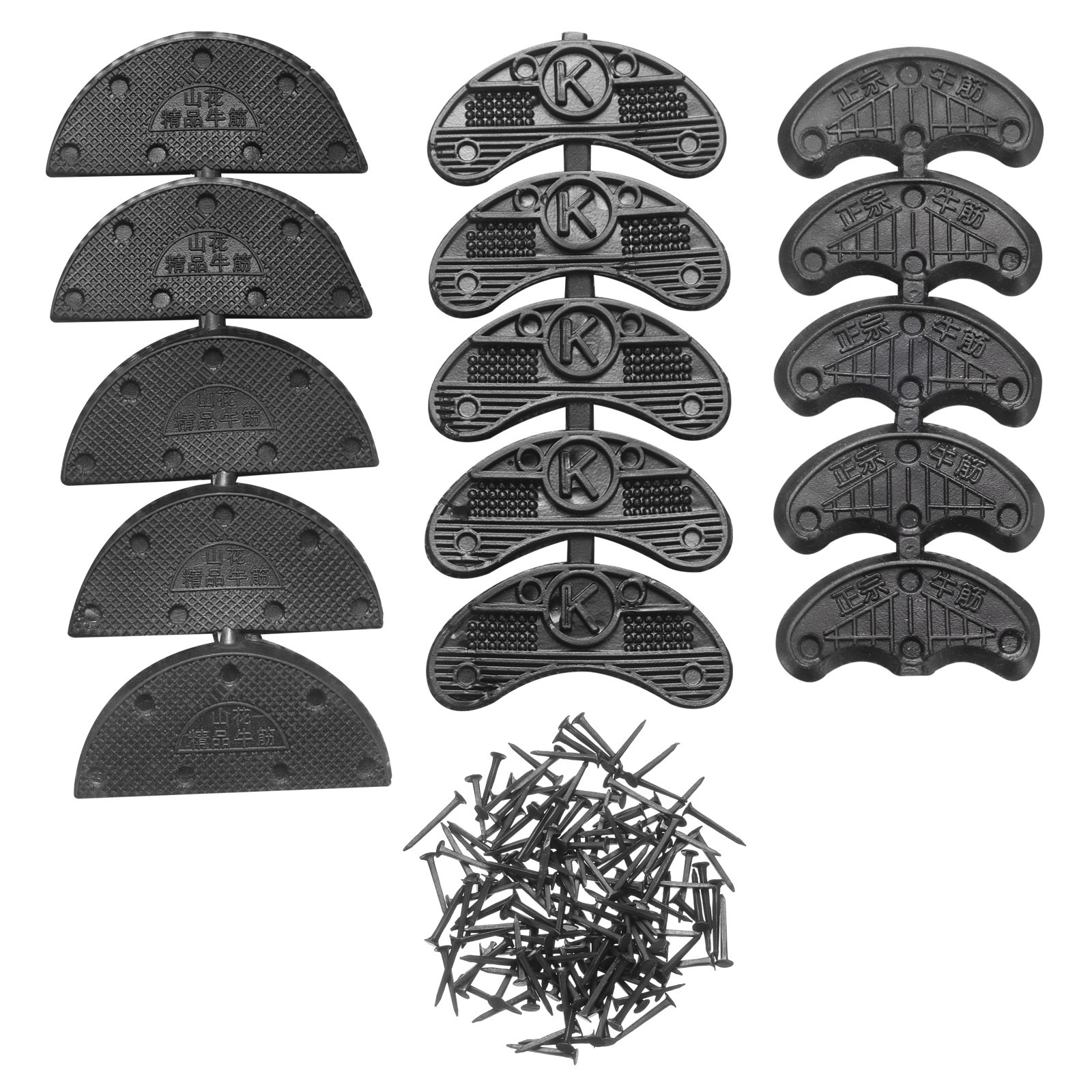 34pcs Heel Taps Rubber Pad Replacement Set in 3 Sizes with 166pcs Screws, Black