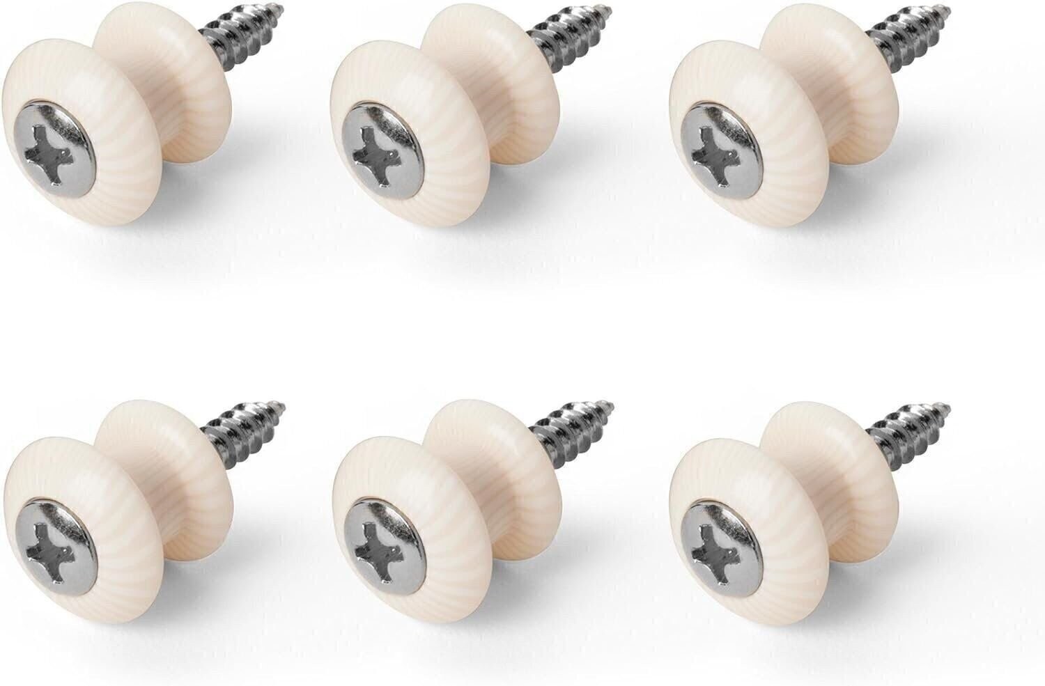 Waverly Guitar Strap Button, Ivoroid Button, Chrome Screw - 6 Pack