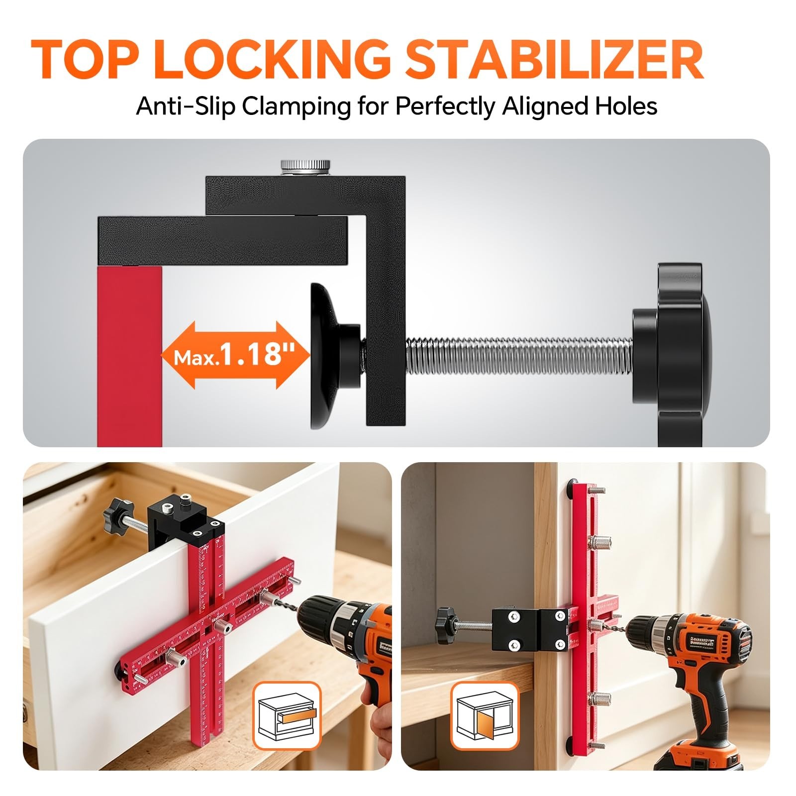 Adjustable Cabinet Hardware Jig Drill Guide Template for Knobs & Handles, DIY To