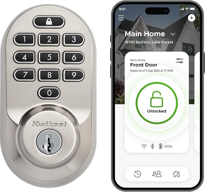 Kwikset 99380-001 Halo Wi-Fi Smart Electronic Keypad Deadbolt - Satin Nickel