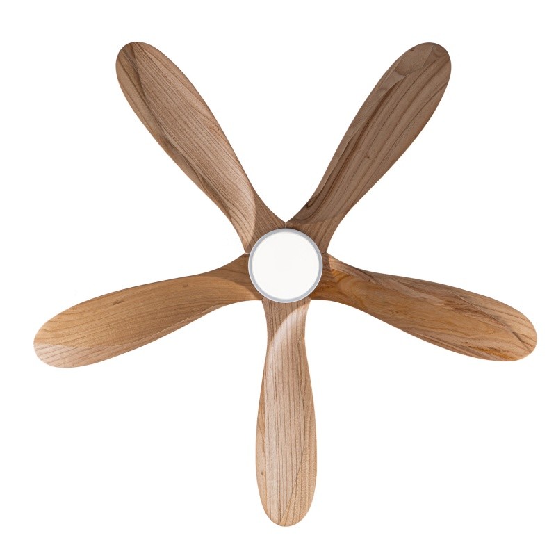 52" Modern Solid Wood Ceiling Fan w/Light 3CCT Noiseless Reversible APP/Remote