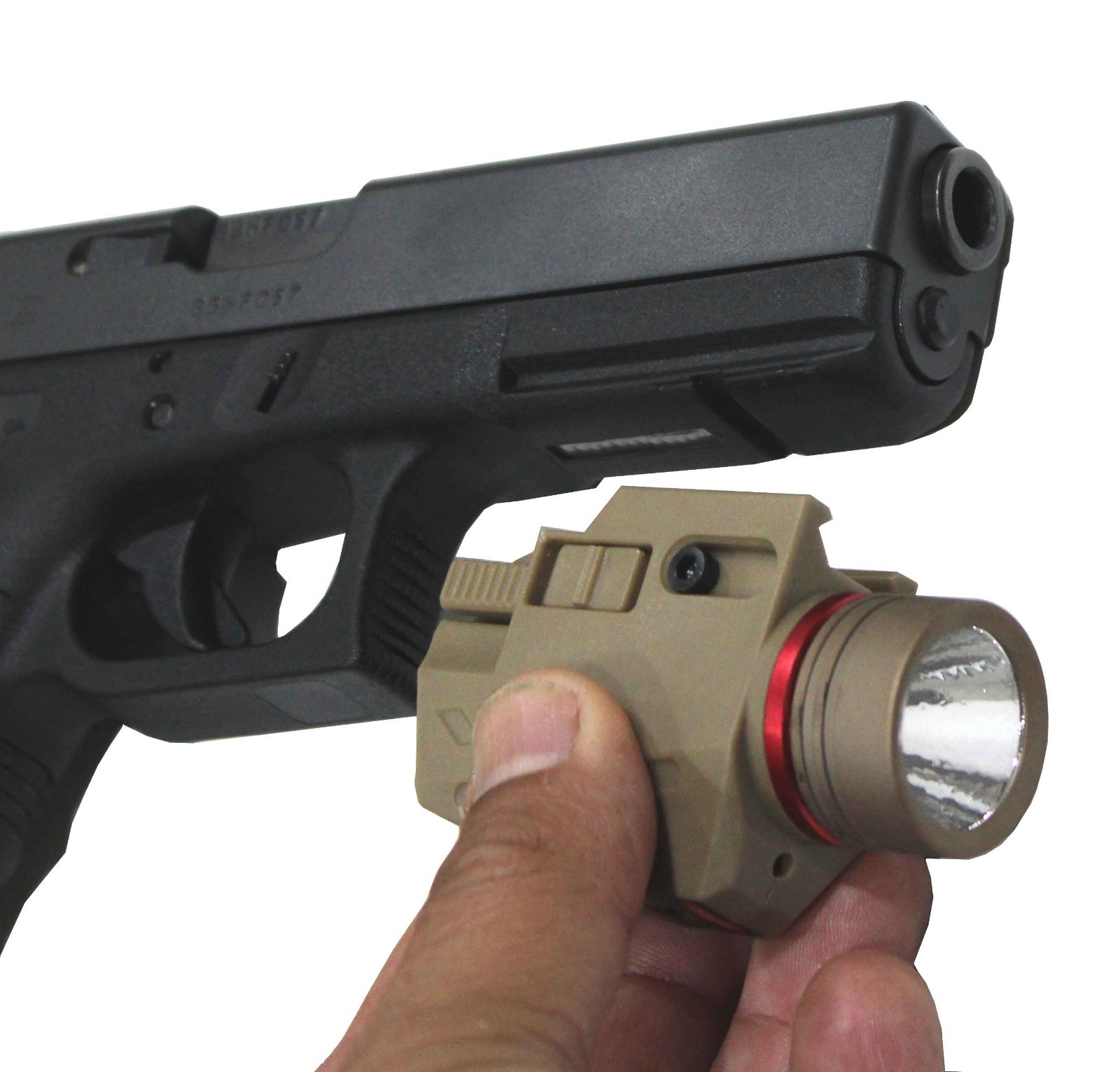 Trinity Flashlight 300 lumens tan polymer compatible with Walther pdp 380 model.