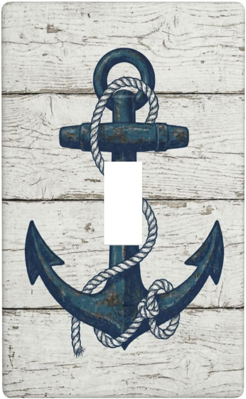 Nautical Anchor Rustic Single Toggle Wall Plate Decorative Light Switch Cover Pl