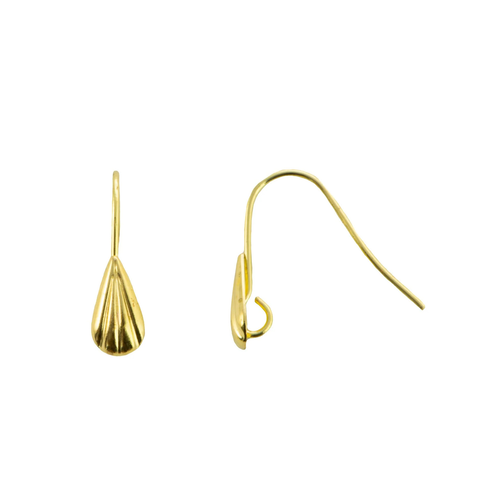 Raw Brass  Ear Wires with Shell Teardrop Adornment (12)