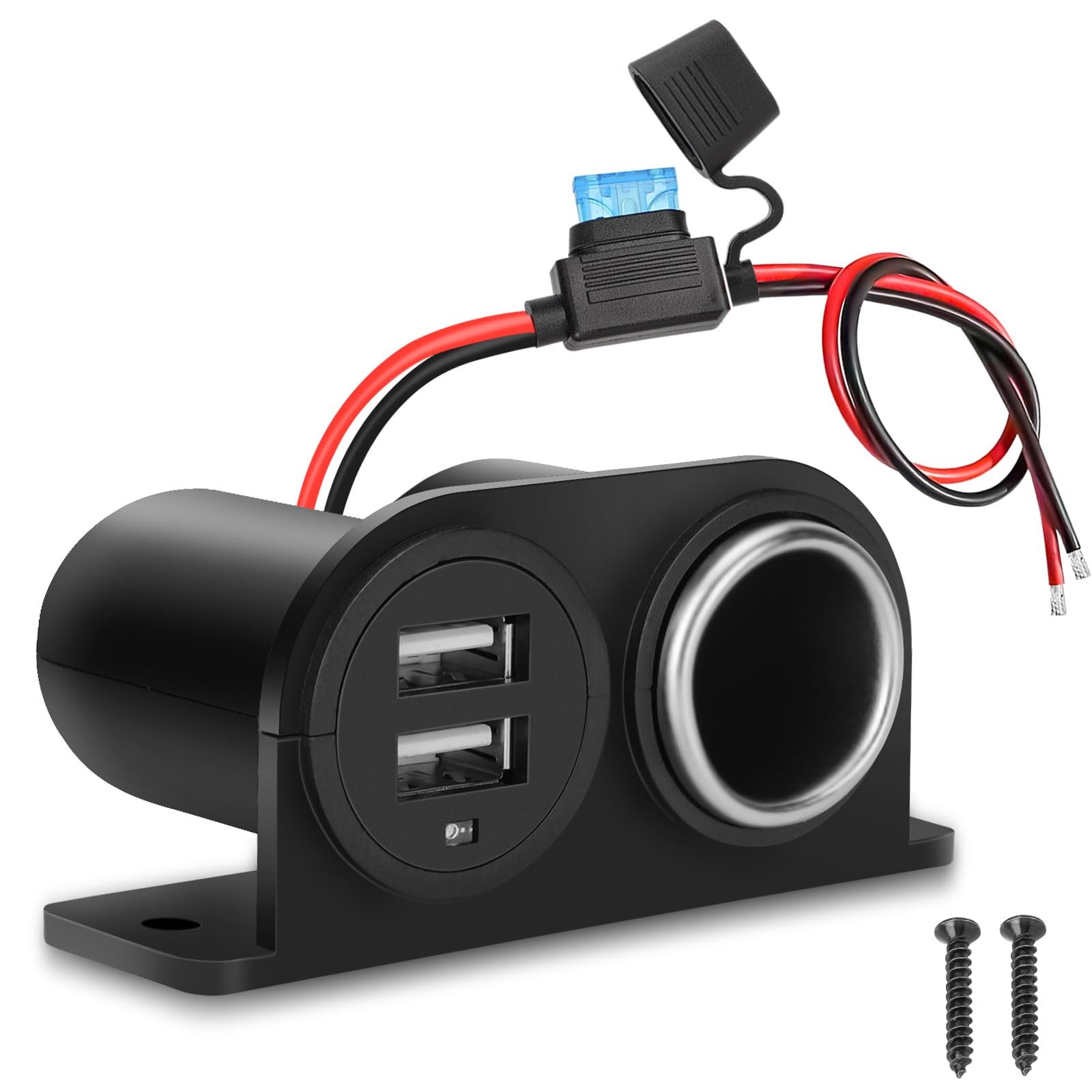 1PCS Dual USB Outlet Cigarette Lighter Socket Splitter with Blade Fuse,