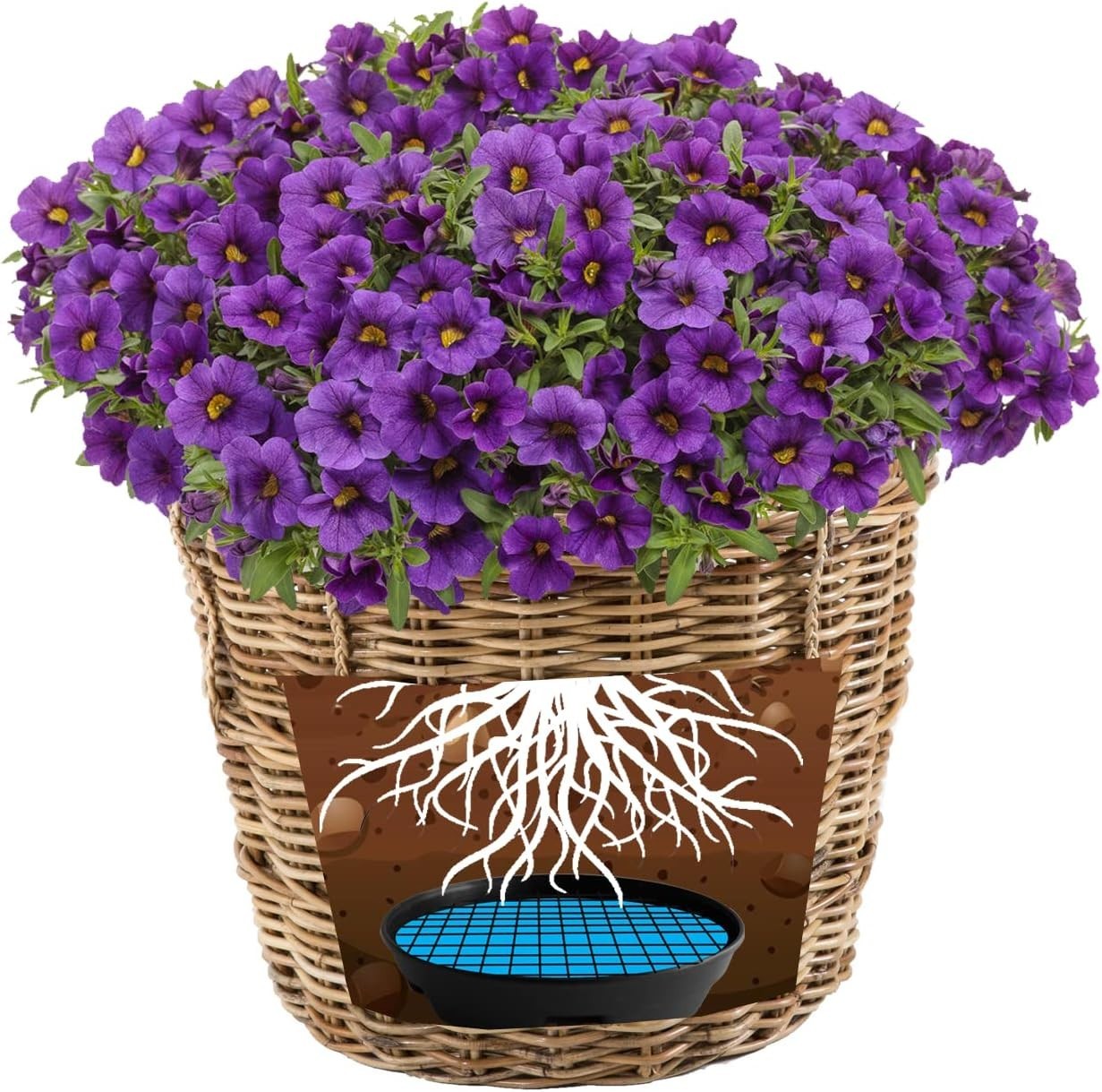 8 Pack Invisible Self Watering Planter Insert 5.3" Hanging Basket Drip Tray Pan