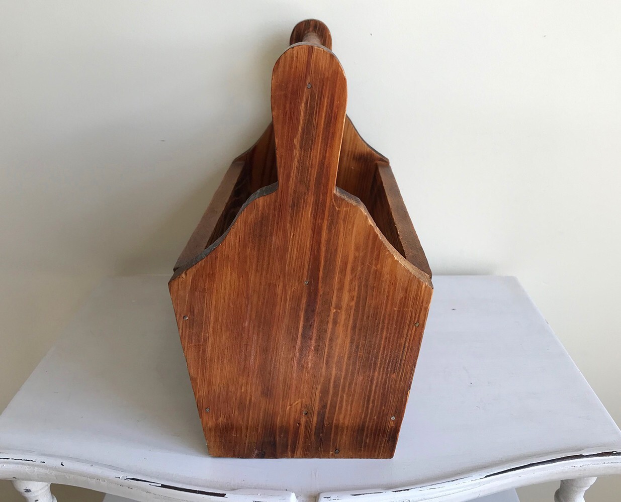 Rustic Vintage Wooden Desk Organizer Tabletop Hand Crafted with Handle, 2 Sides