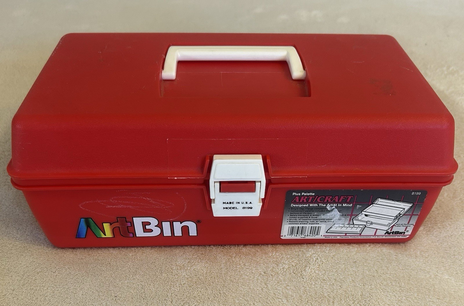 VTG ArtBin Storage Case Red Tackle Box For Art Supplies Two-Tier Model 8199 USA