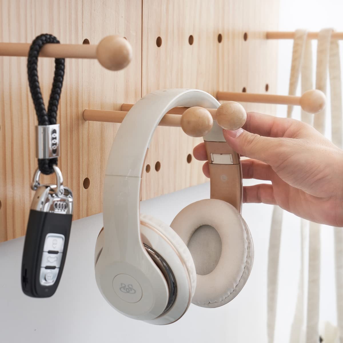 Wood Pegboard Combination Wall Organizer Kit, Wooden Display Pegboard Panel K...