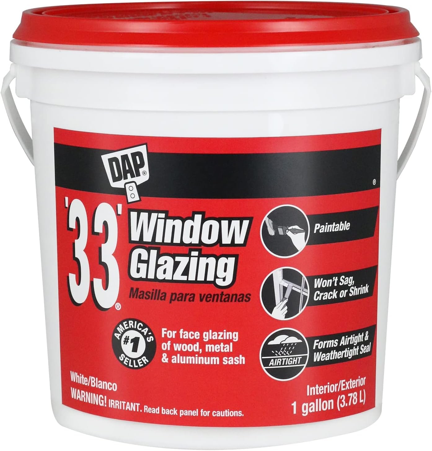 DAP '33' Window Glazing, White, 1 Gal (7079812019),Finishing Compounds