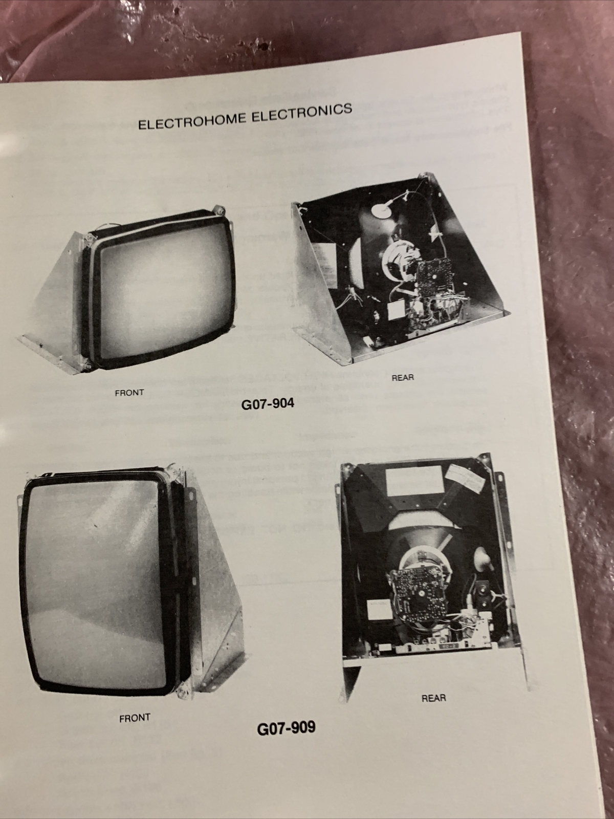 Taito Go7-904 909 Electrohome monitor,,arcade Video game manual