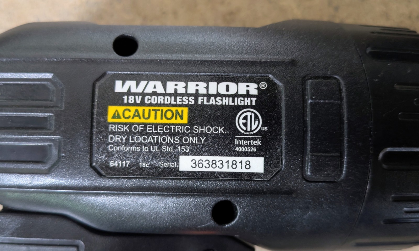 Warrior 18V Cordless Flashlight Work Light 9 LED Spotlight Item 64117 Bare Tool
