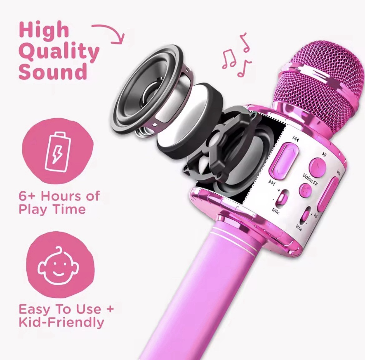 Kids Karaoke Microphone – Bluetooth & Pre-Loaded Songs
