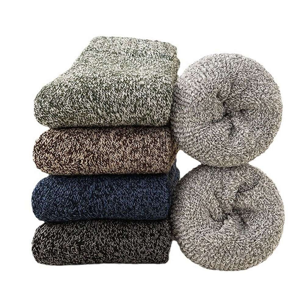 Men's Wool Kintted Socks Winter Thick Socks Warm Soild Colors