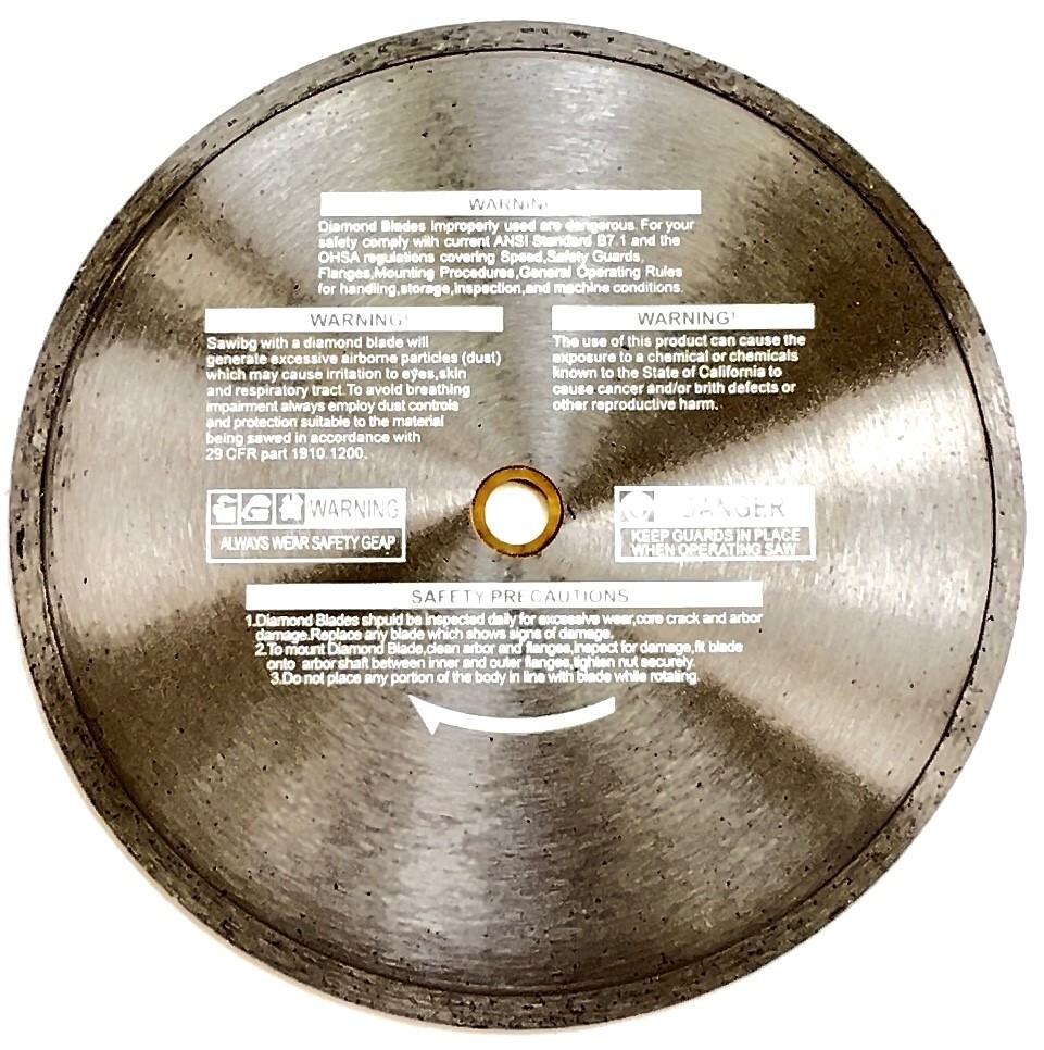 10" Continuous Rim diamond blade Fits Dewalt wet tile saw for tile, porcelain