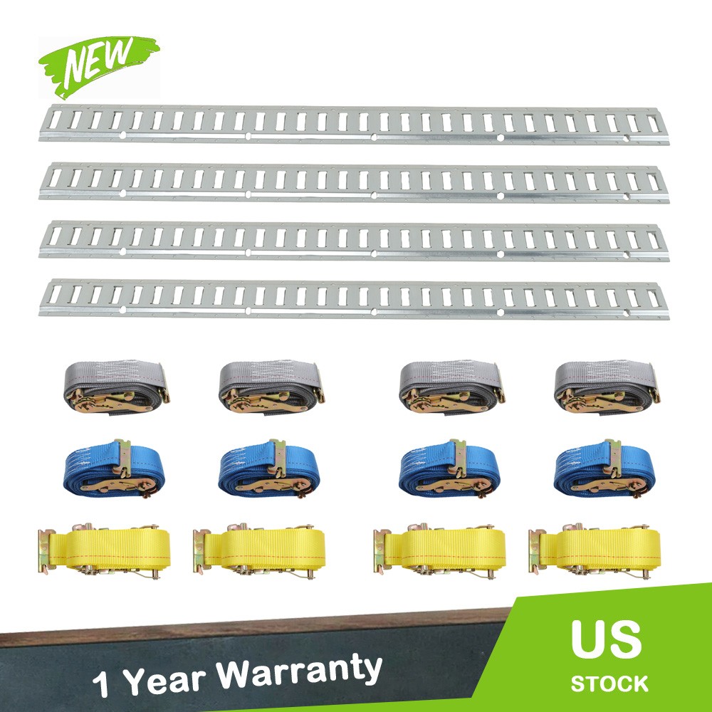 Heavy Duty 5' E Track Kit 16pc: 4 Rails + (4)12' (4)16' (4)20' Straps