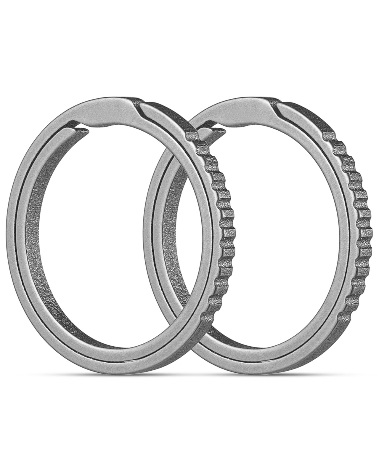 TISUR Titanium Keychain Rings, Split Side Pushing Heavy Duty 2pcs Grey Titanium