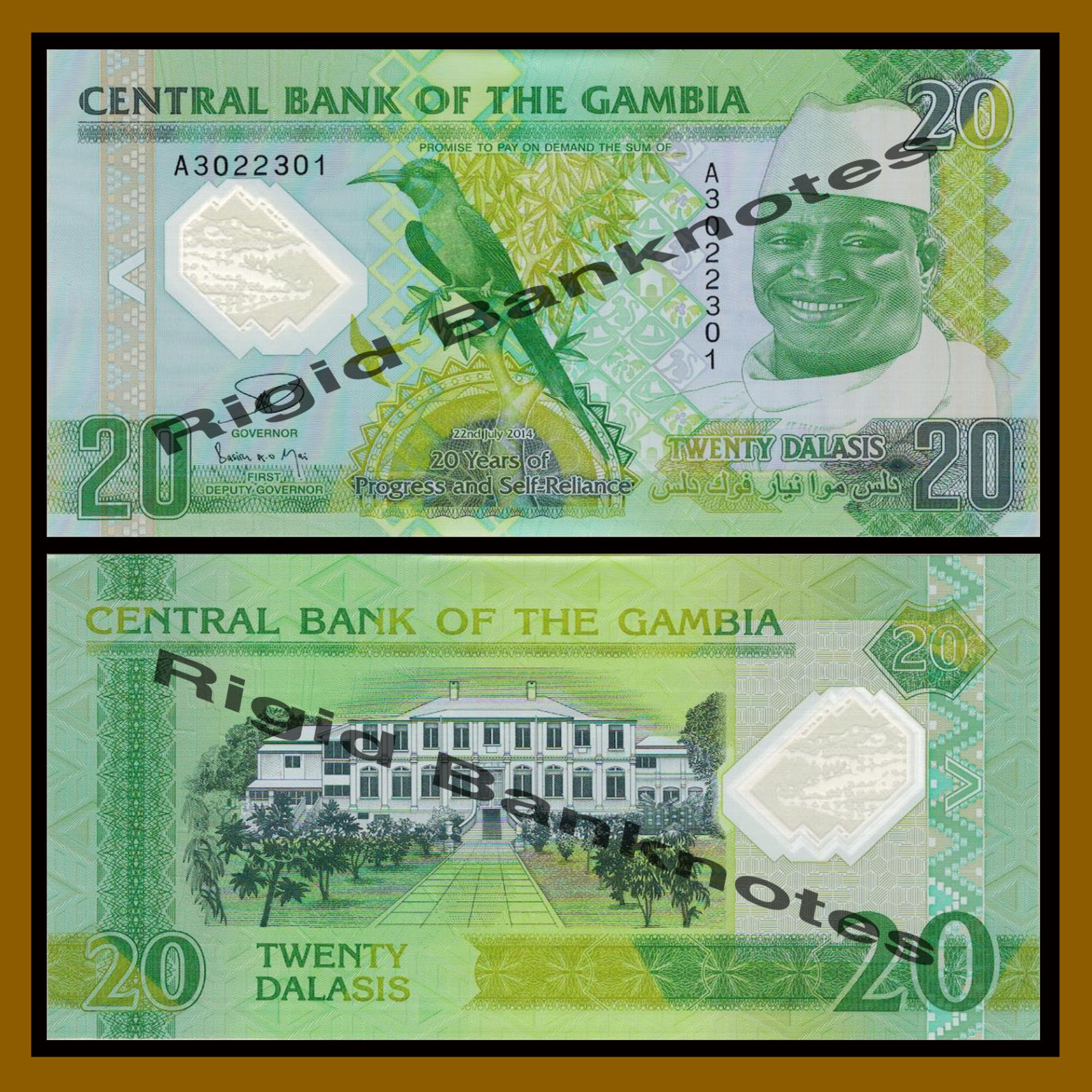 Gambia 20 Dalasis 2014 (2015), P-30 Polymer Commemorative Unc