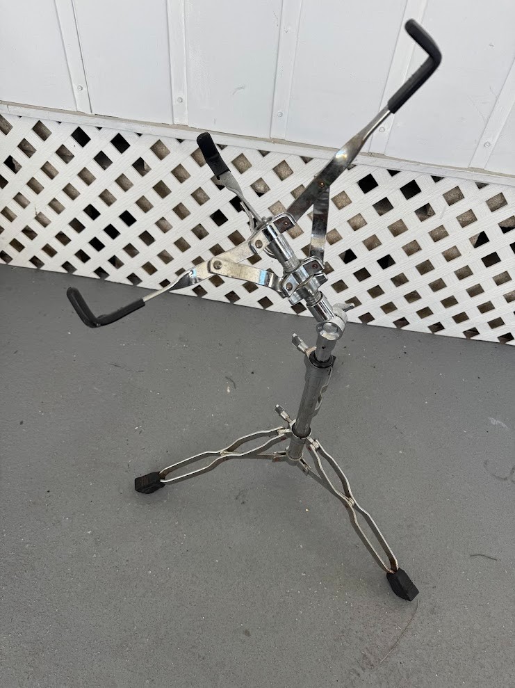 Vintage 1960s–70s Japan Snare Drum Stand — Lightweight Flat-Base Style — Works G