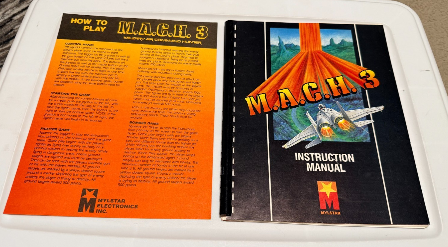 1983 MYLSTAR FACTORY ORIGINAL M.A.C.H. 3   ARCADE INSTRUCTION MANUAL & BONUS NOS
