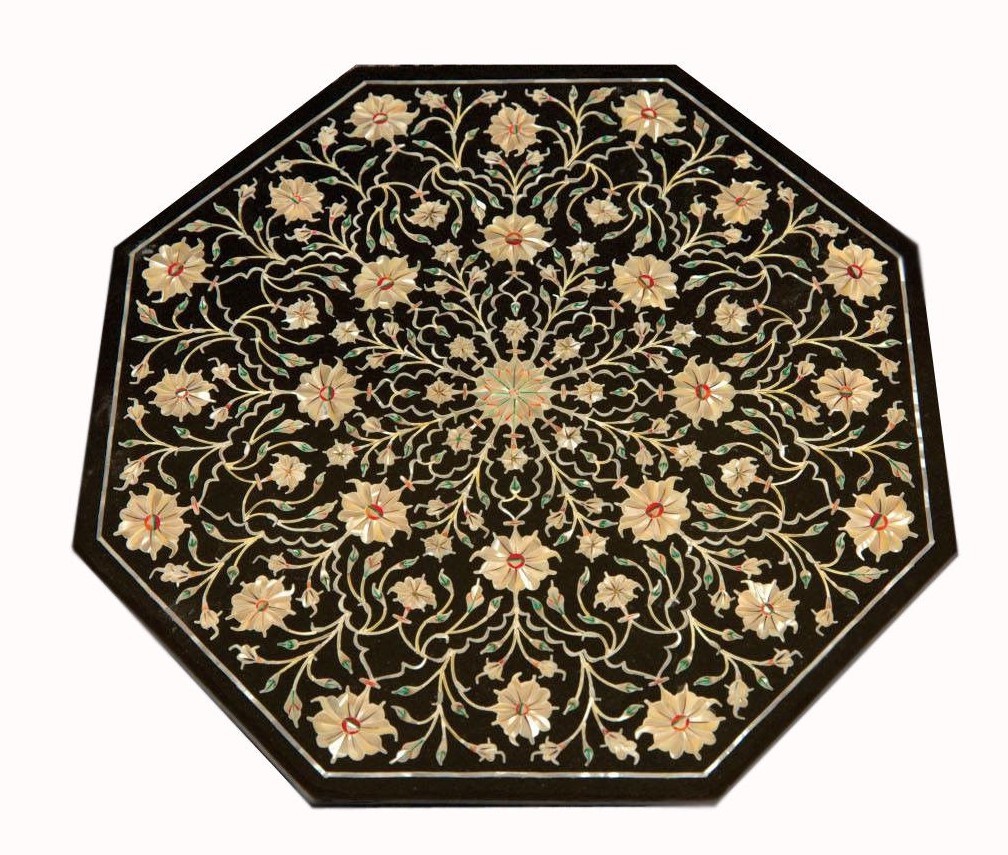 18" x 18" Marble Table Top floral pietra dura Inlay marquetry Work