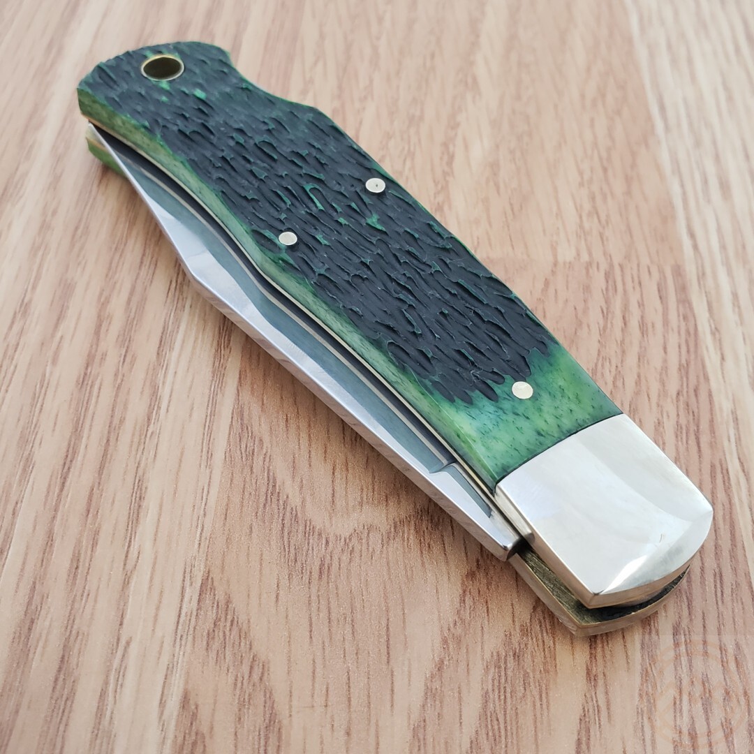 Queen Lockback Folding Knife 1095 Carbon Steel Clip Point Blade Bone Handle
