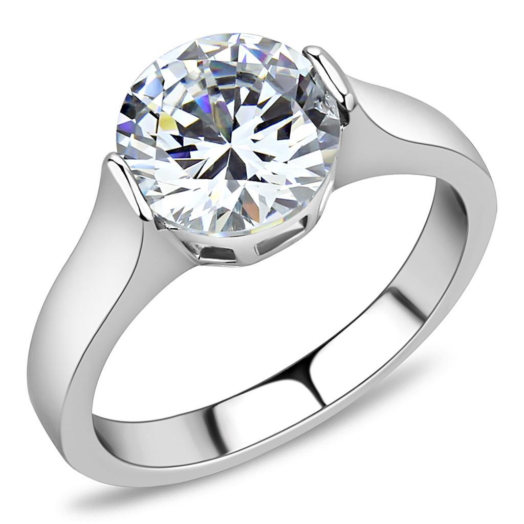 Women's 2.75 Ct Round Cut Stainless Steel AAA CZ Engagement Ring Band