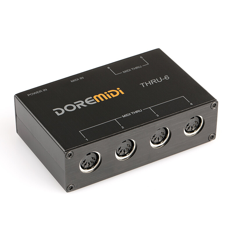 DOREMIDI THRU-6 MIDI Box 16 Channels 6 Output 1 Input 5 Pin MIDI Interface