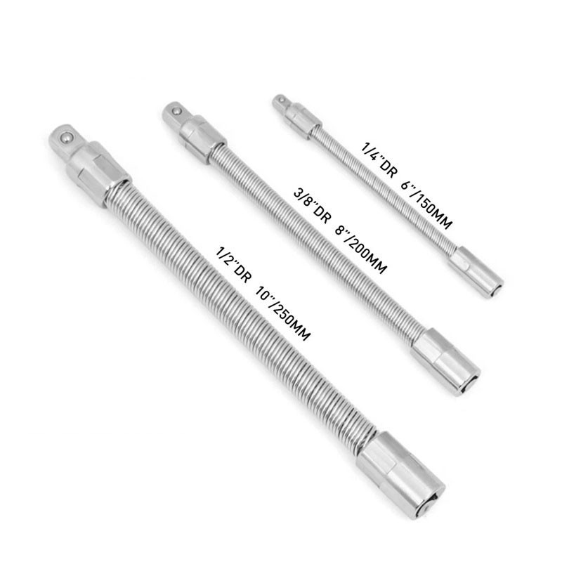 Sliver Socket Extension Electric   Shaft Flexible Wrench Rod Universal